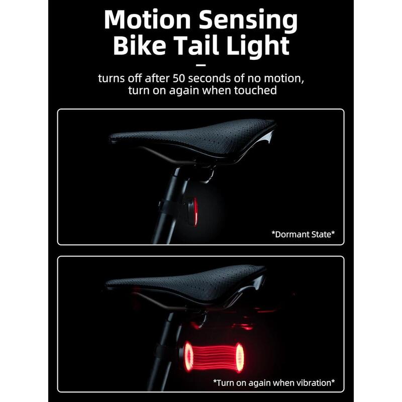 Lumină spată inteligentă pentru bicicletă Frânare automată IPX7 și magnetică