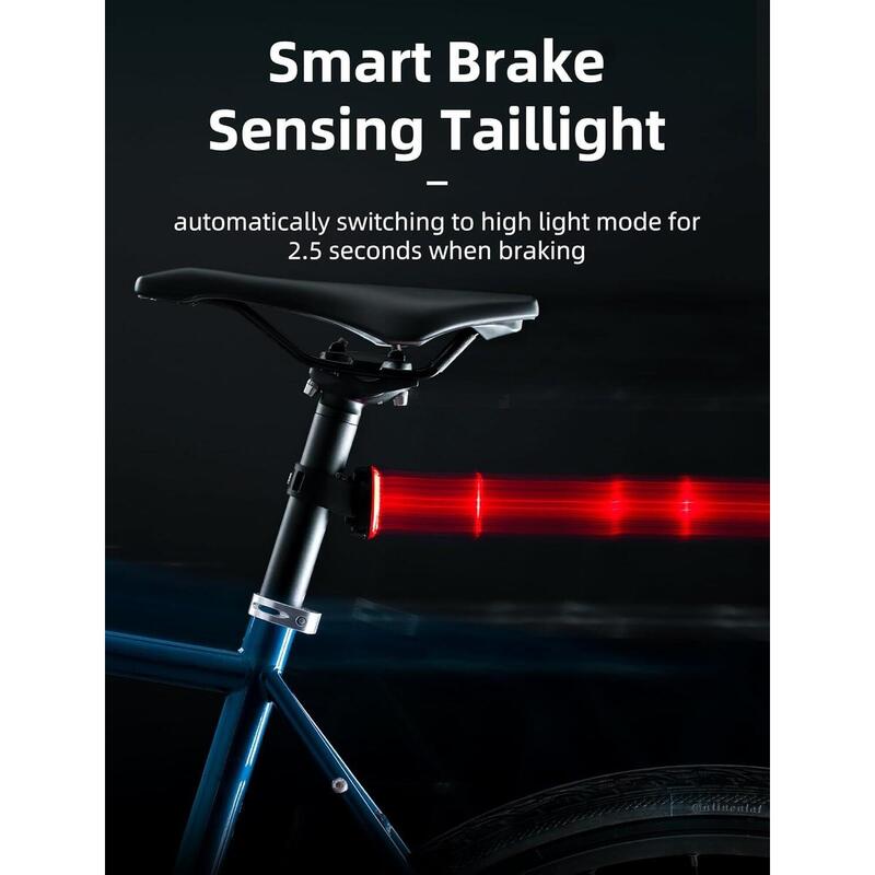 Lumină spată inteligentă pentru bicicletă Frânare automată IPX7 și magnetică