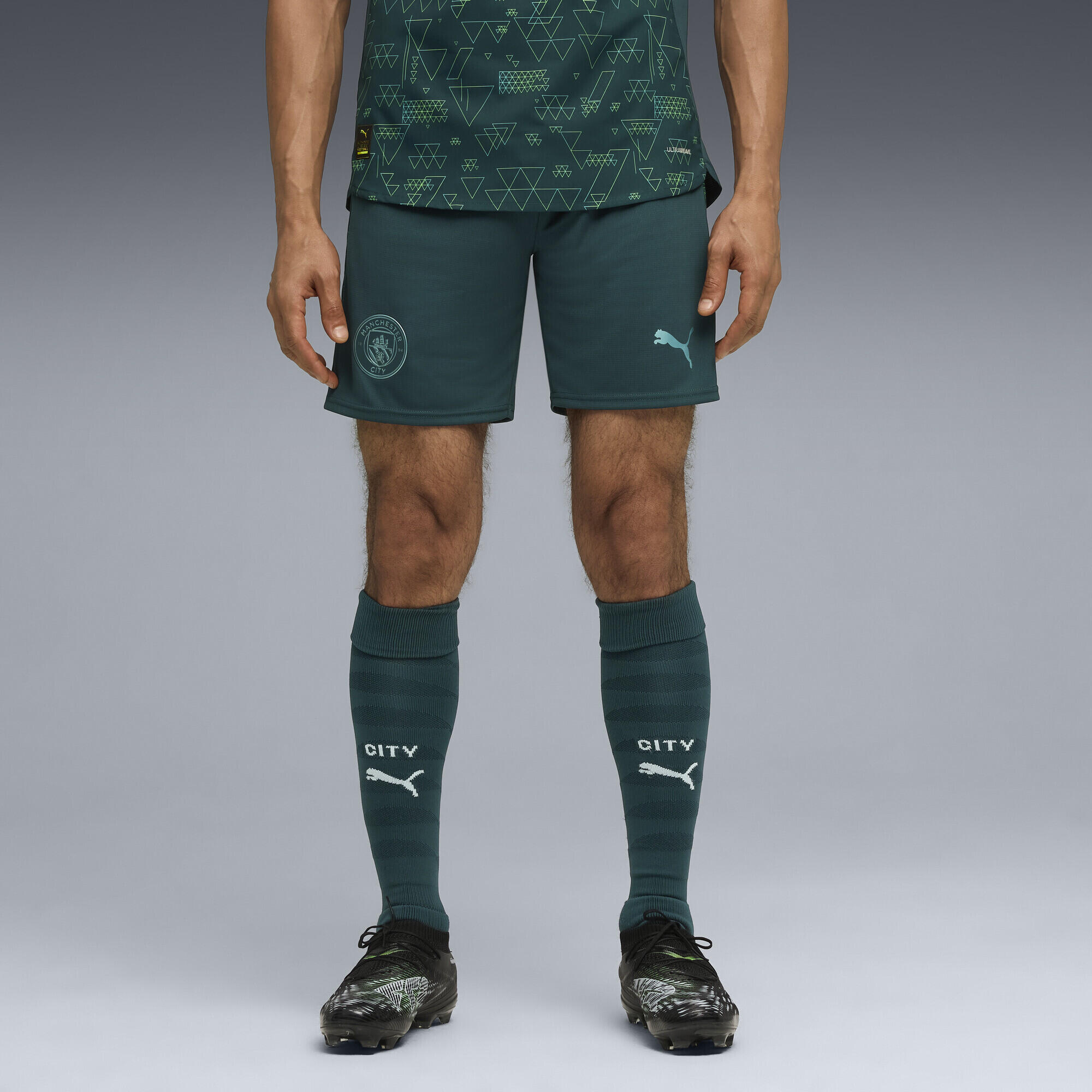 Calções homem leves respiráveis Manchester City 25/26 Cool Weather Pro Green 2/6