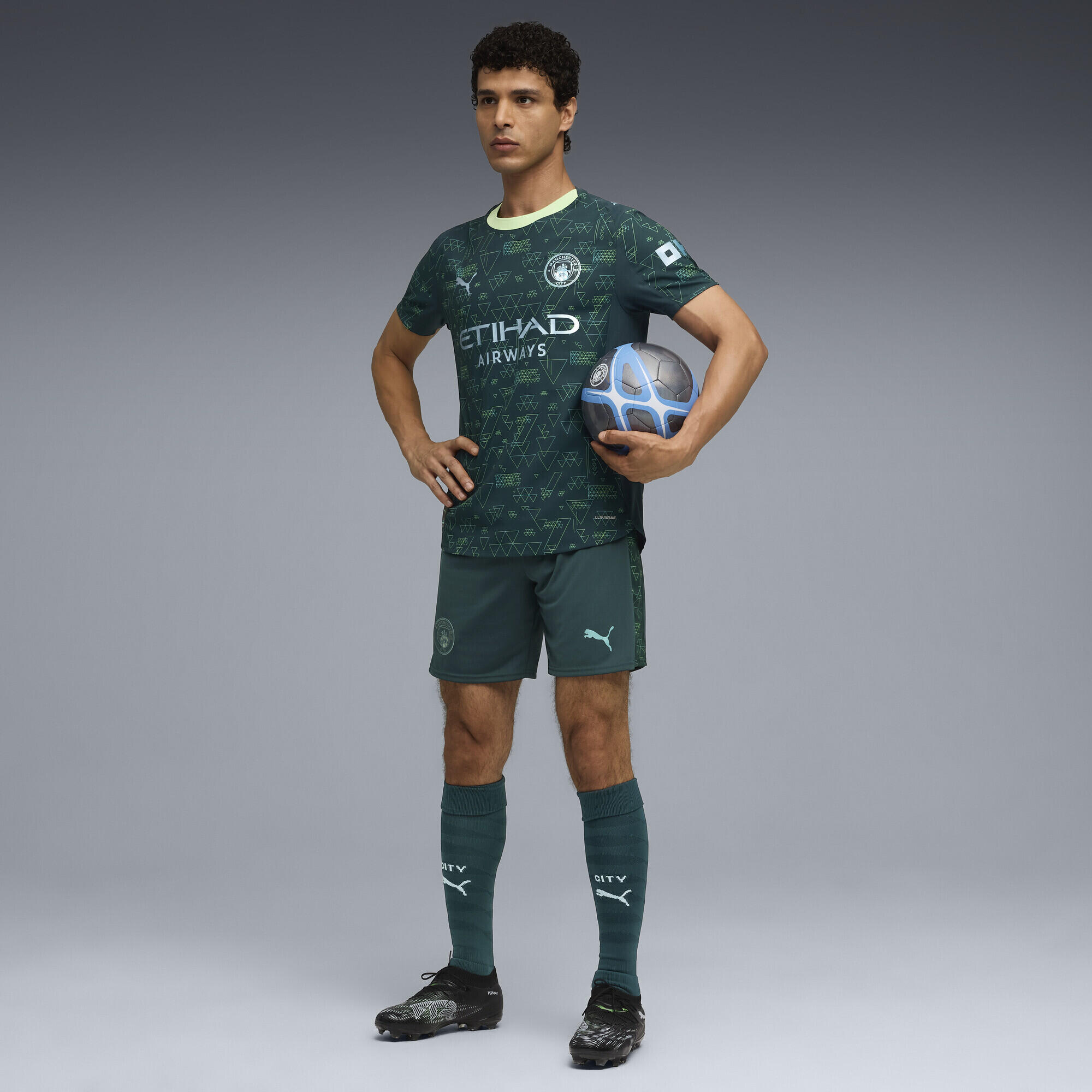 Calções homem leves respiráveis Manchester City 25/26 Cool Weather Pro Green 4/6