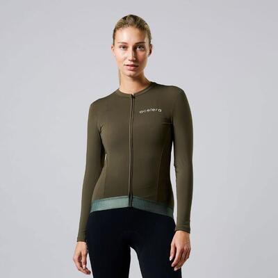 Thermo fleece fietsshirt dames wielerjack lange mouwen wielerkleding fietsjas