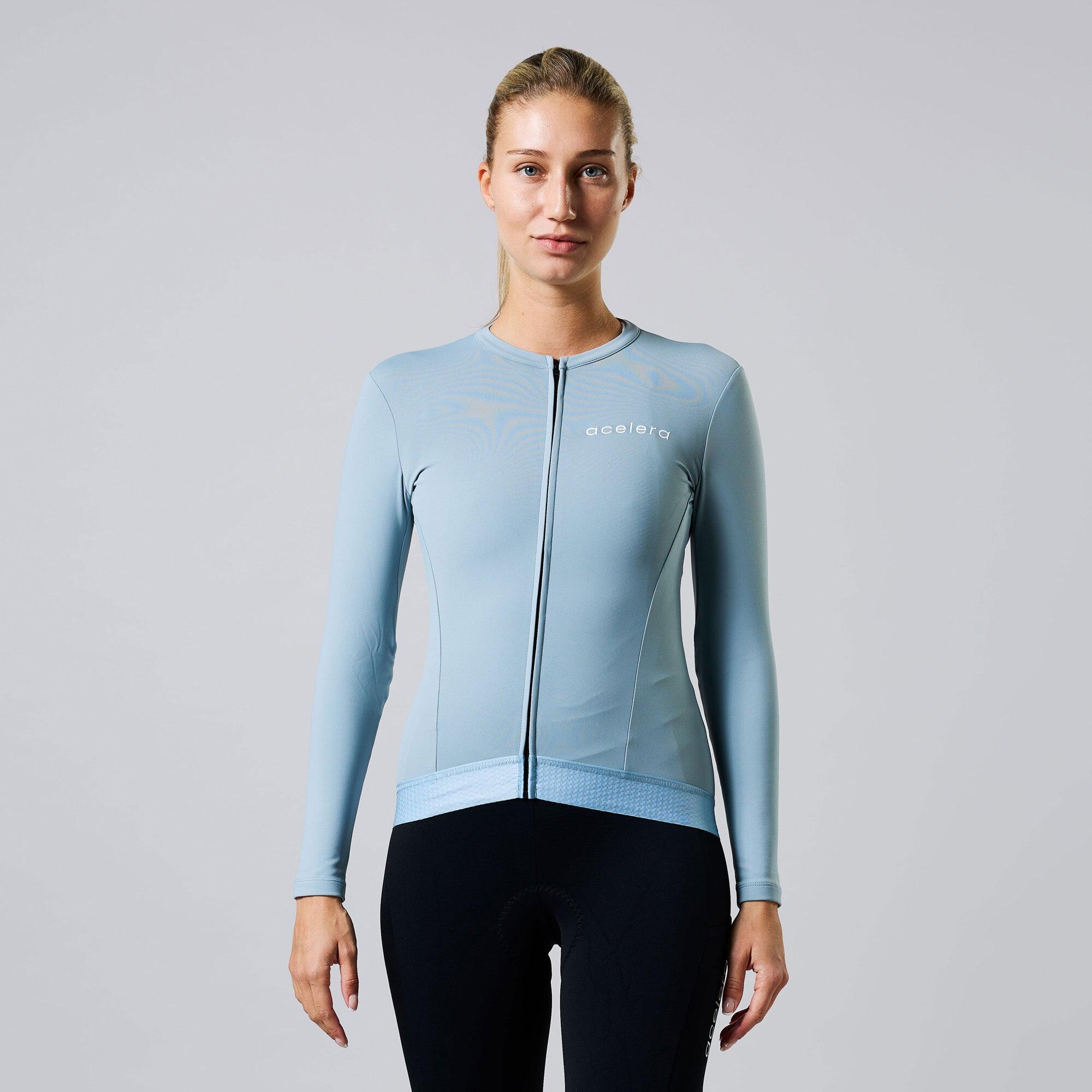 Acelera - Veste Thermo Polaire Cyclisme Femme Manches Longues Vêtements Vélo - Maillot Manches Longues - Bleu - 52 2xl - Decathlon