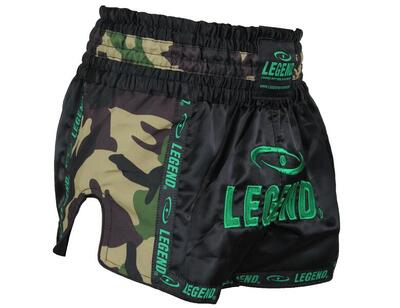 Kickboks broekje kids/volwassenen camo army satijn