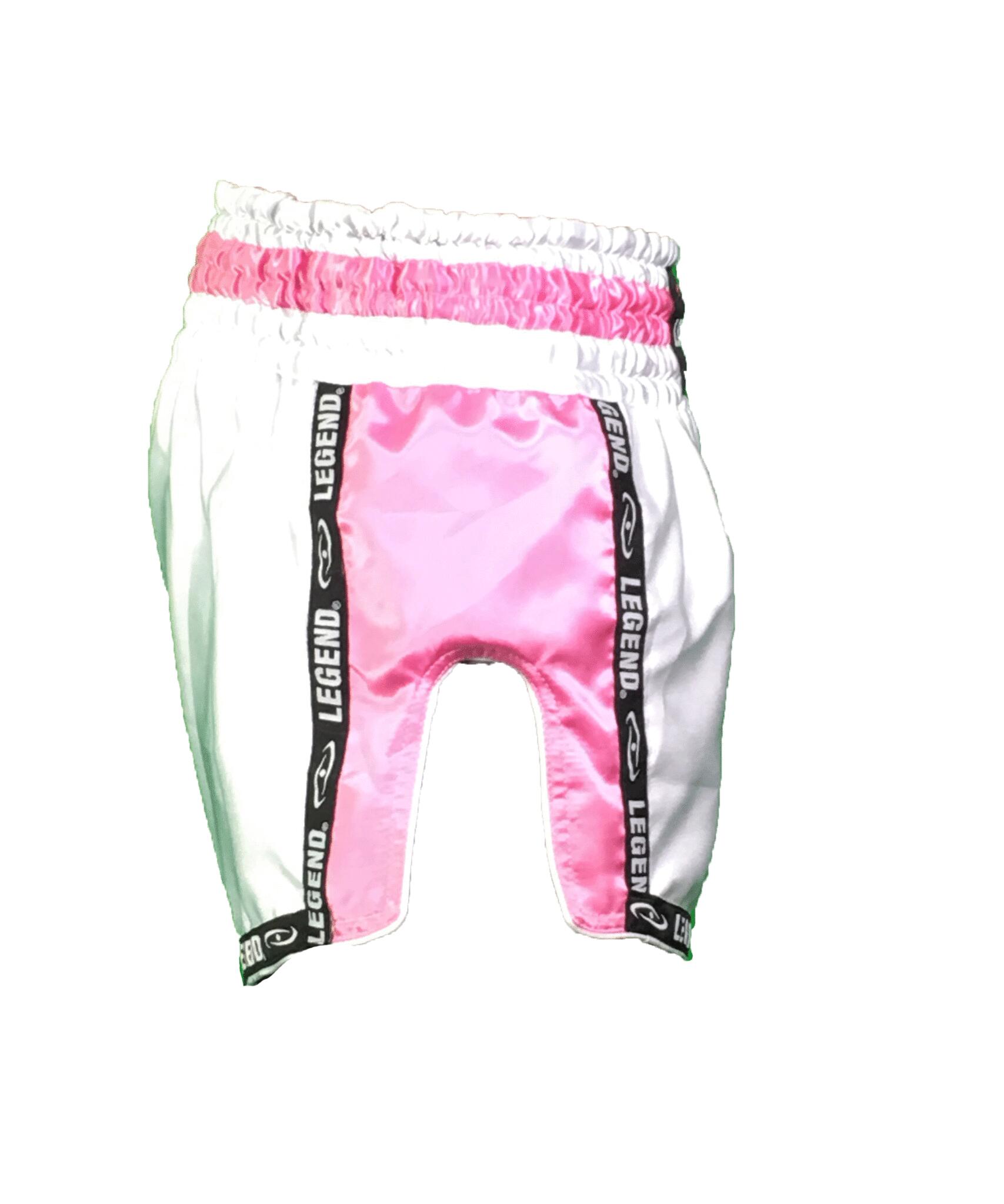 Kickboks Broekje Meisjes/Dames Wit-Roze Satijn 4/5