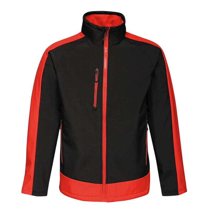 Mens Contrast Three Layer Printable Soft Shell Jacket (Black/Classic Red)