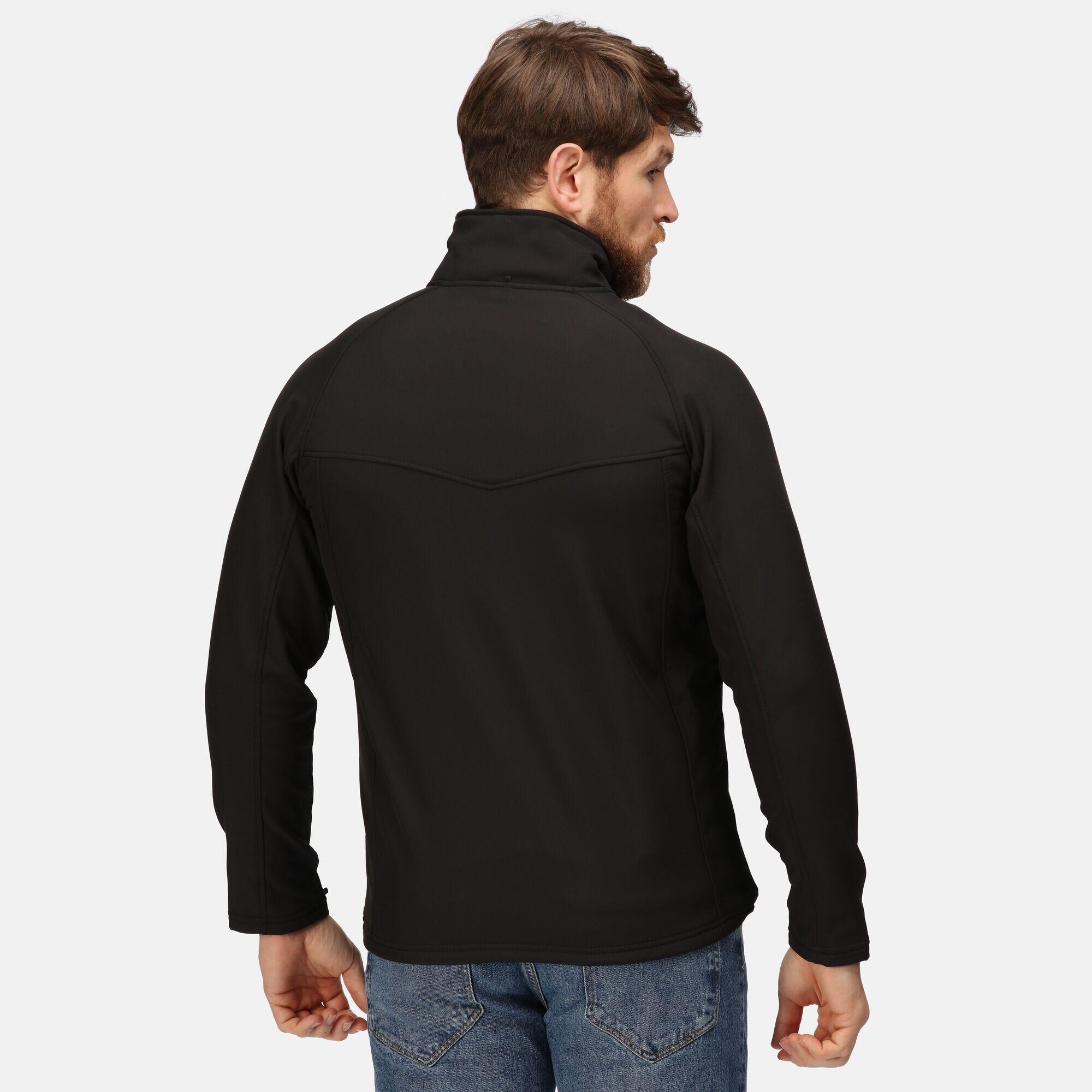 Uproar Mens Softshell Wind Resistant Fleece Jacket (All Black) 3/5