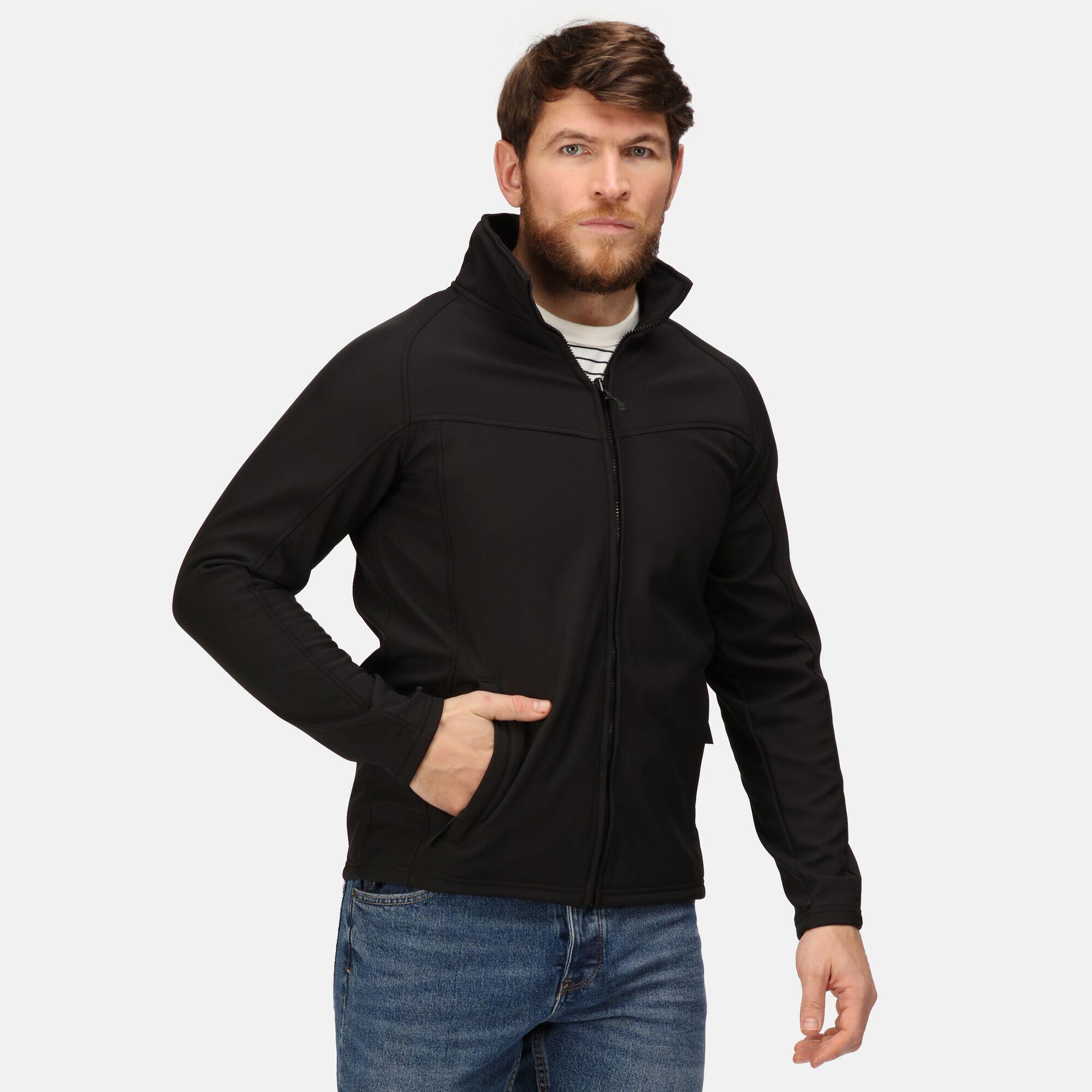 Uproar Mens Softshell Wind Resistant Fleece Jacket (All Black) 4/5