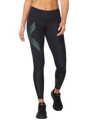 2xu women's motion mid-rise compressie tights - zwart / wolkenblauw - maat xs