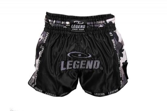 Kickboks Broekje Kids/Volwassenen Camo Grijs Satijn