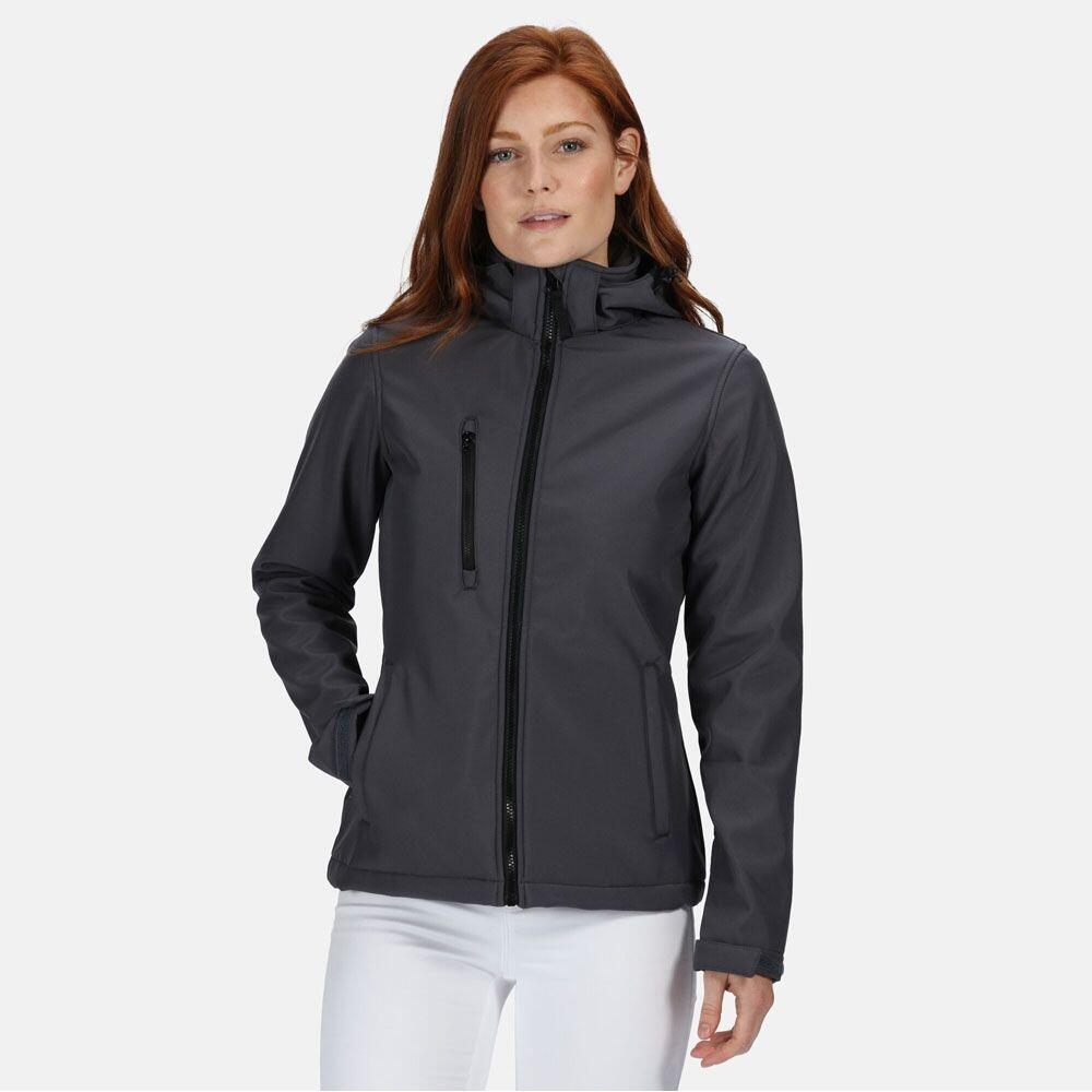 "Venturer" Softshelljacke, mit Kapuze für Damen Mittelgrau/Schwarz 3/5
