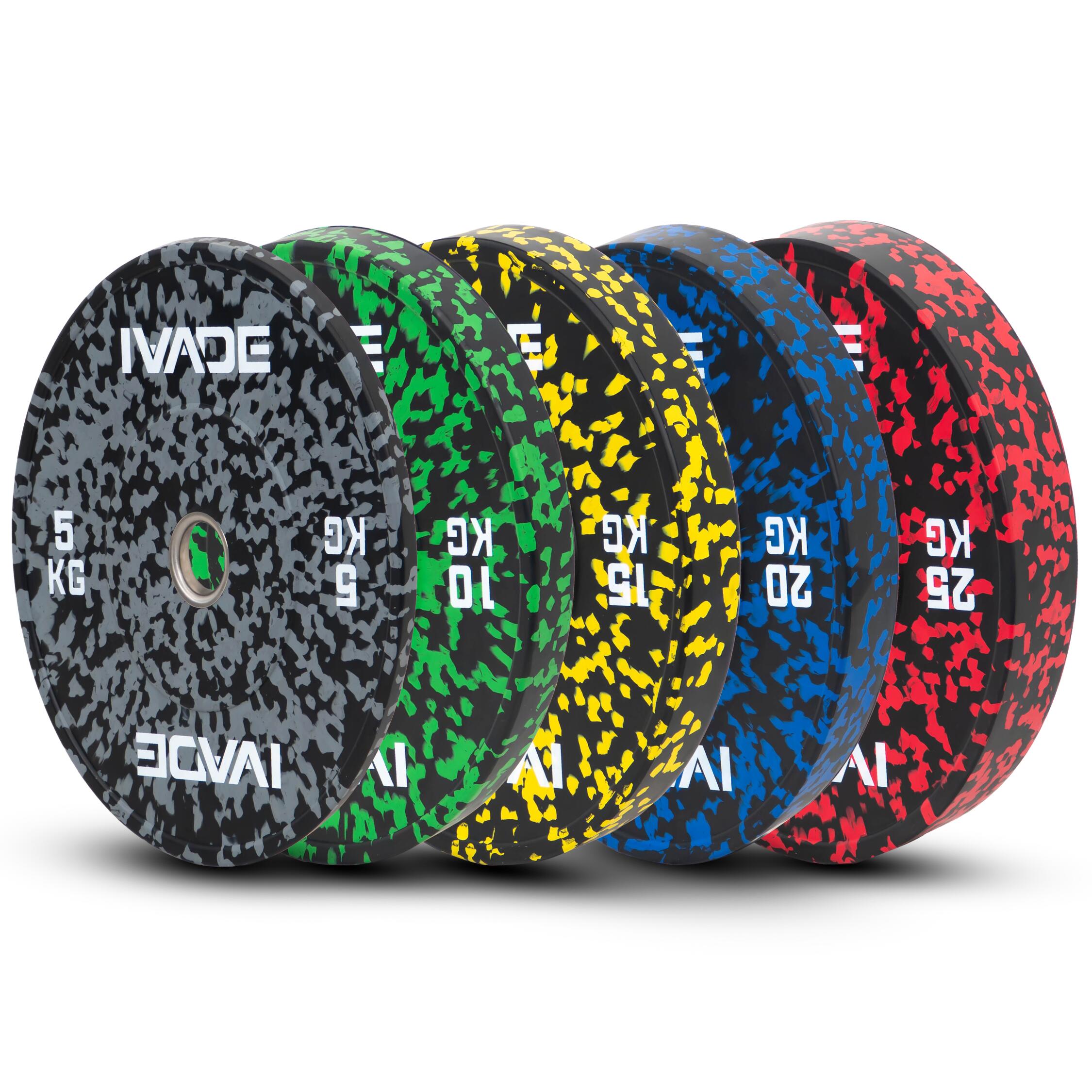 Fleck Bumper Plate Set 5–25KG x 2 (Total 150KG / 10 Plates) TBBF Series - IRONTEC