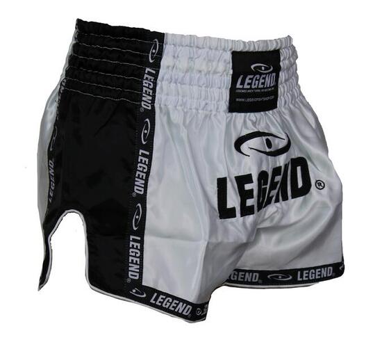 Kickboxing Short Enfants/Adultes Noir/Blanc Satin