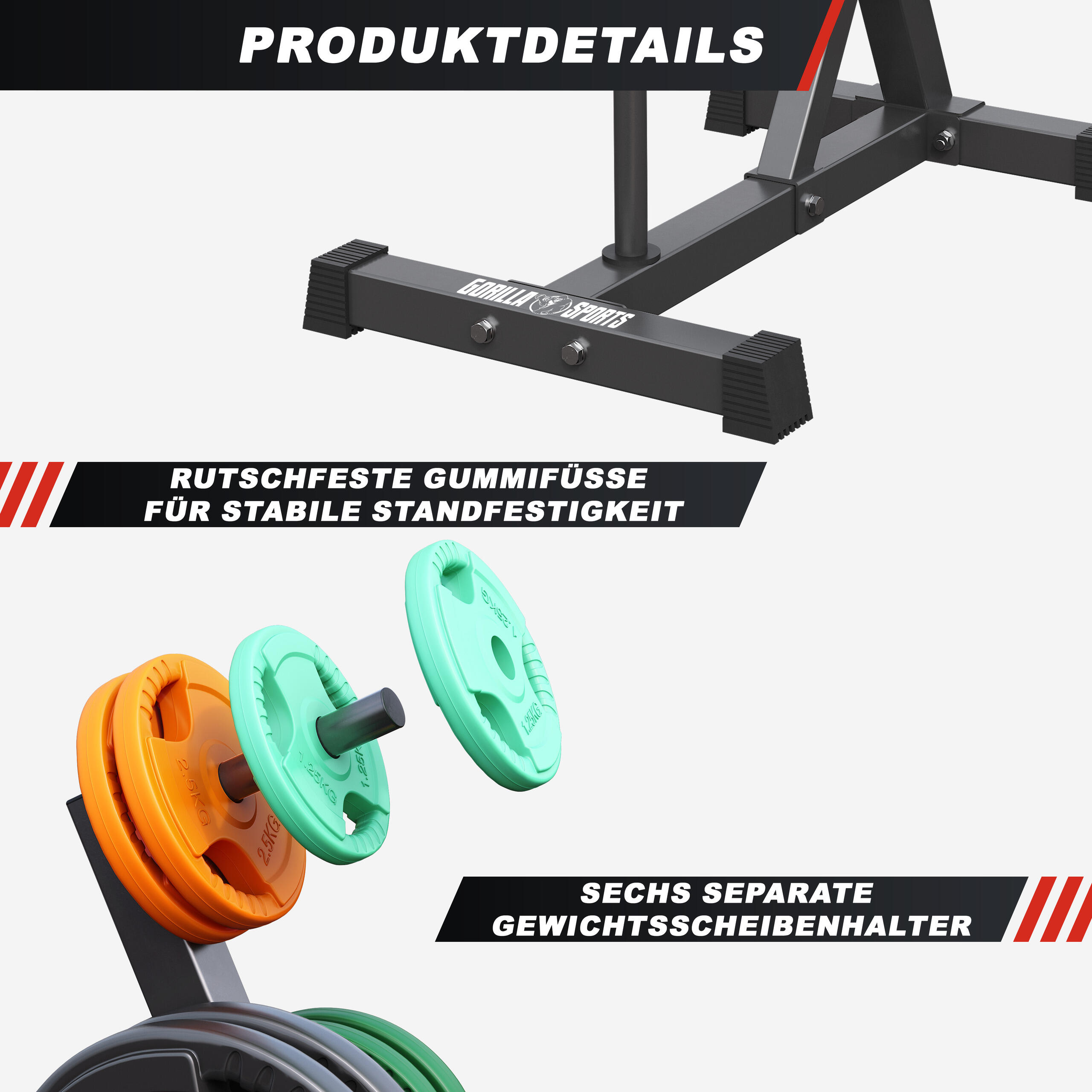 Rack para Discos Gorilla Sports Negro Diámetro 30/31 mm 4/7