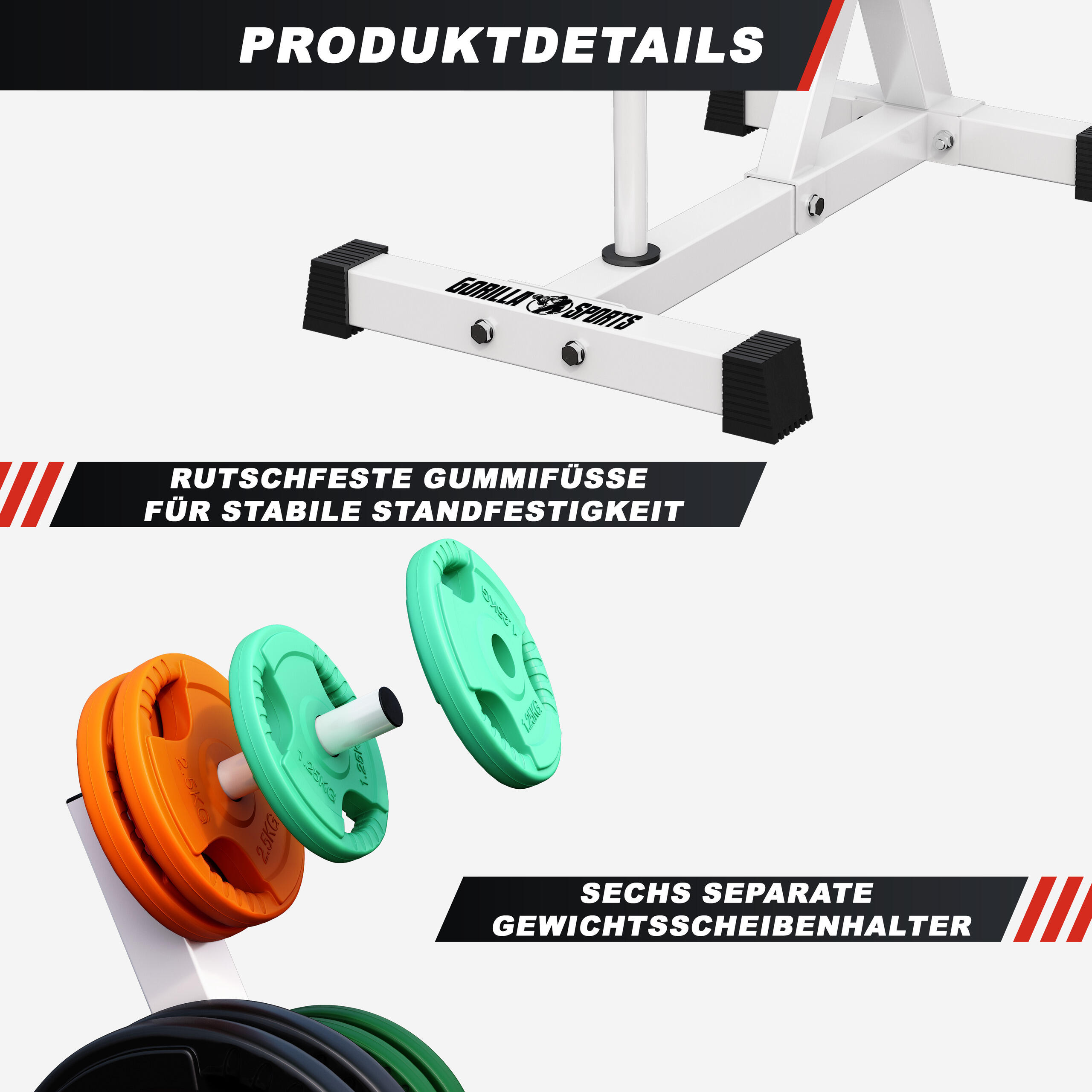 RACK DE RANGEMENT POUR DISQUES 31 MM | MUSCULATION | COULEUR NOIR OU BLANC 4/7