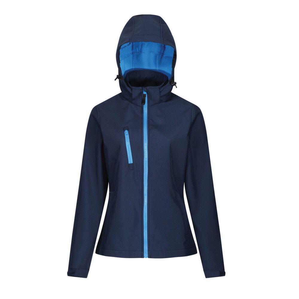 Womens/Ladies Venturer Hooded Soft Shell Jacket (Navy/French Blue) 1/5