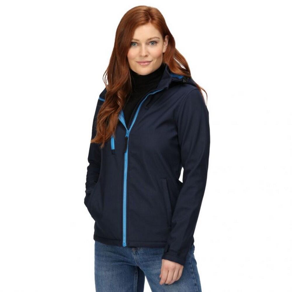 Womens/Ladies Venturer Hooded Soft Shell Jacket (Navy/French Blue) 3/5