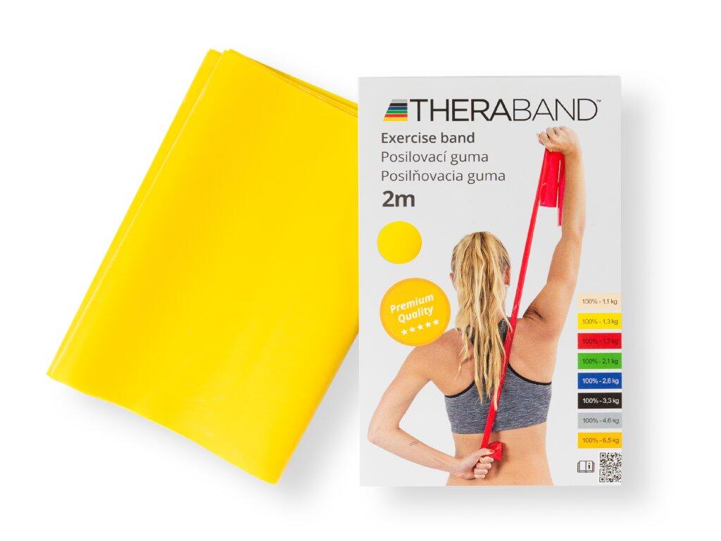 THERABAND Posilovací guma žlutá se slabým odporem.