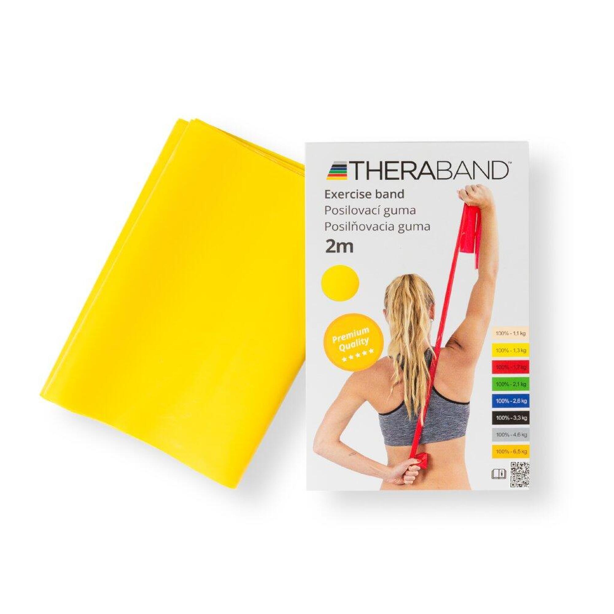 THERABAND Posilovací guma žlutá se slabým odporem.