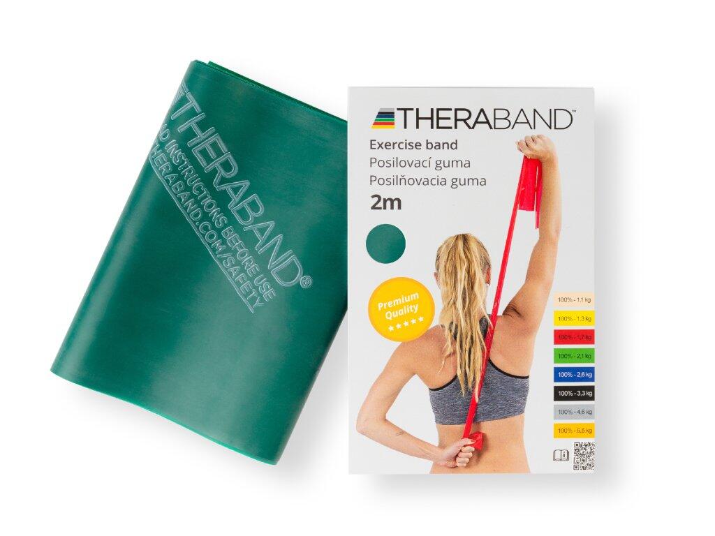 THERABAND Posilovací guma zelená se silným odporem.