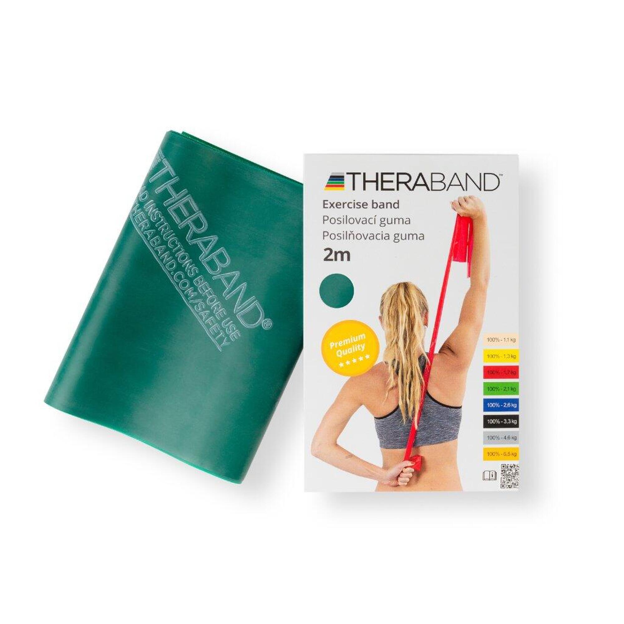 THERABAND Posilovací guma zelená se silným odporem.