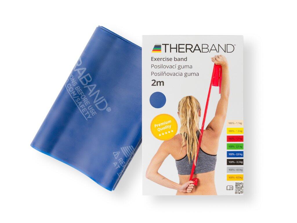 THERABAND Posilovací guma modrá s extra silným odporem.