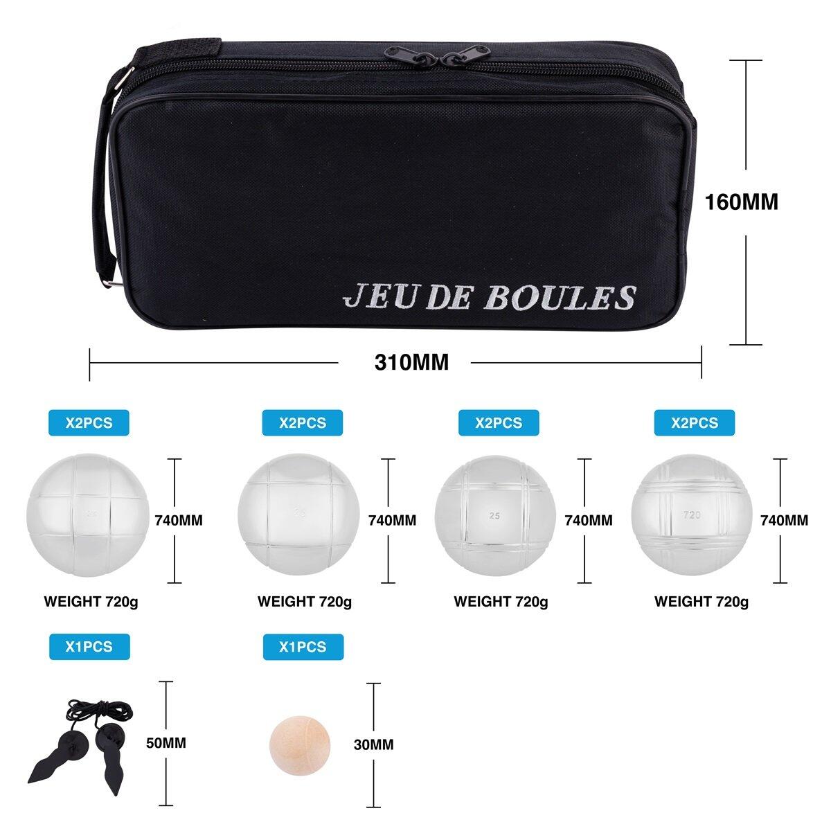Lot de 8 boules de pétanque avec sac noir 2/5