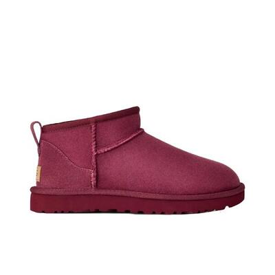 Platte enkellaarzen dames ugg classic ultra mini bordeaux