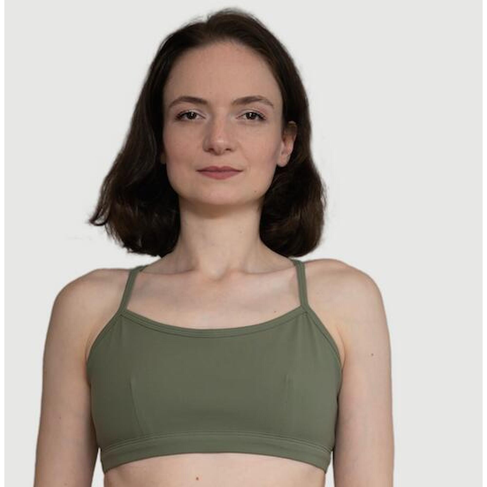 Les Actives Paris - La Brassière Indispensable Olive — Dos Croisé, Maintien Moyen. - T-shirt Manches Courtes - Vert - 38 S - Decathlon