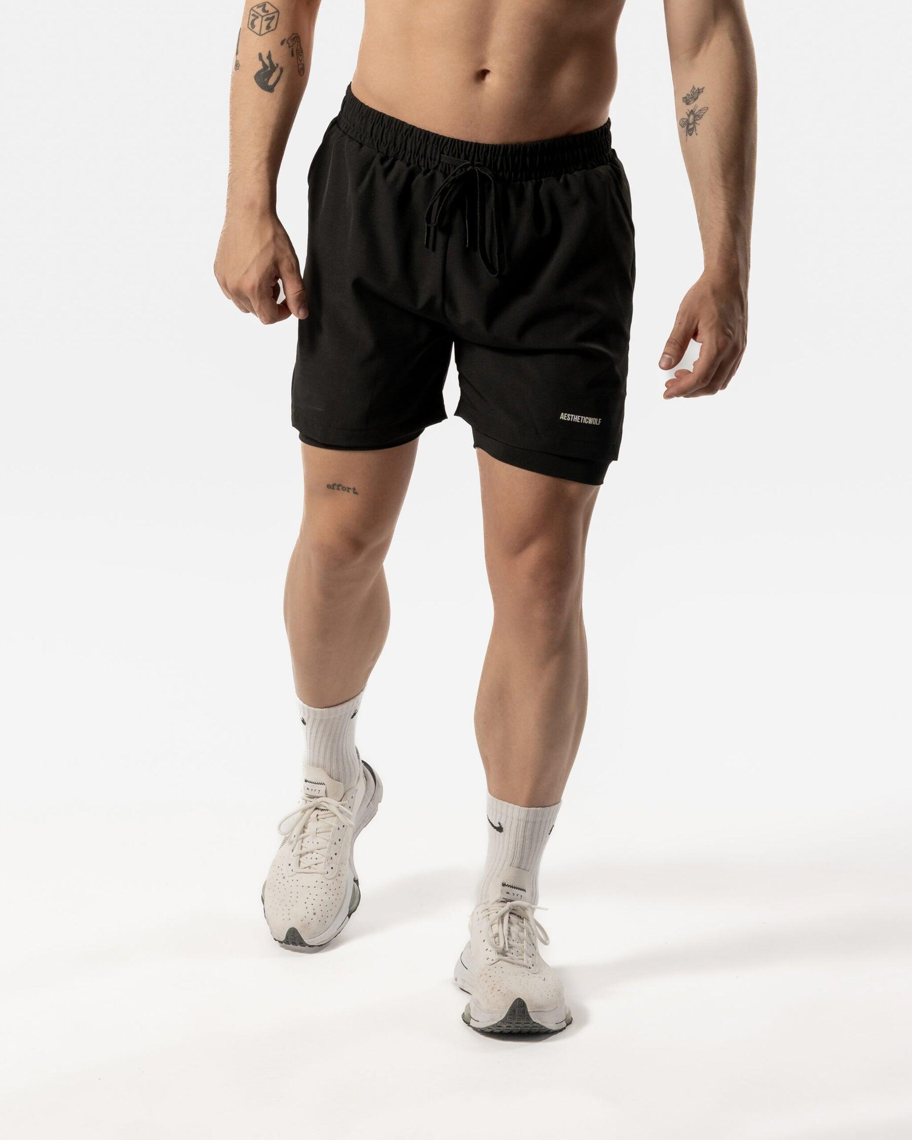 Pantaloncini da uomo 2 in 1 Fitness Cardio o Running - Nero 3/6