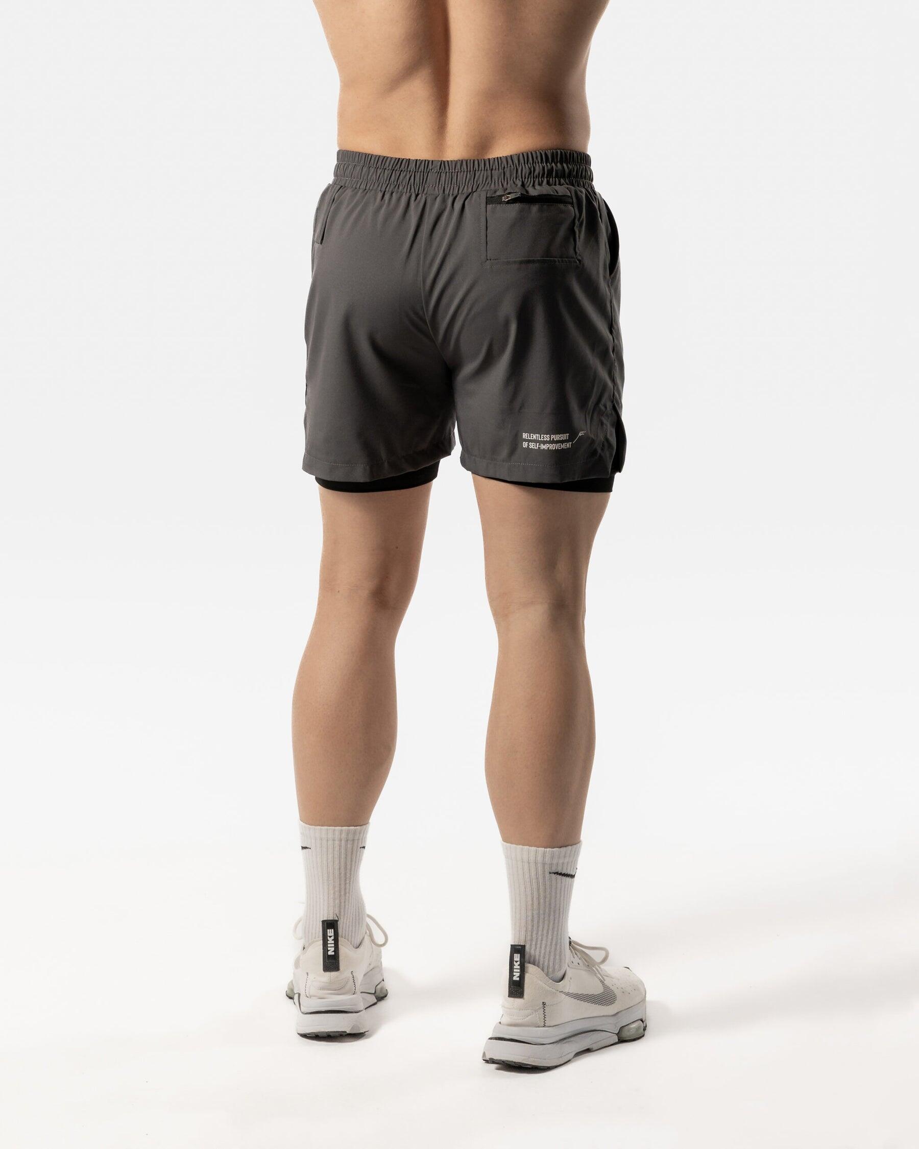 Short 2 en 1 pour hommes - Fitness Cardio ou Running - Gris carbone 5/6