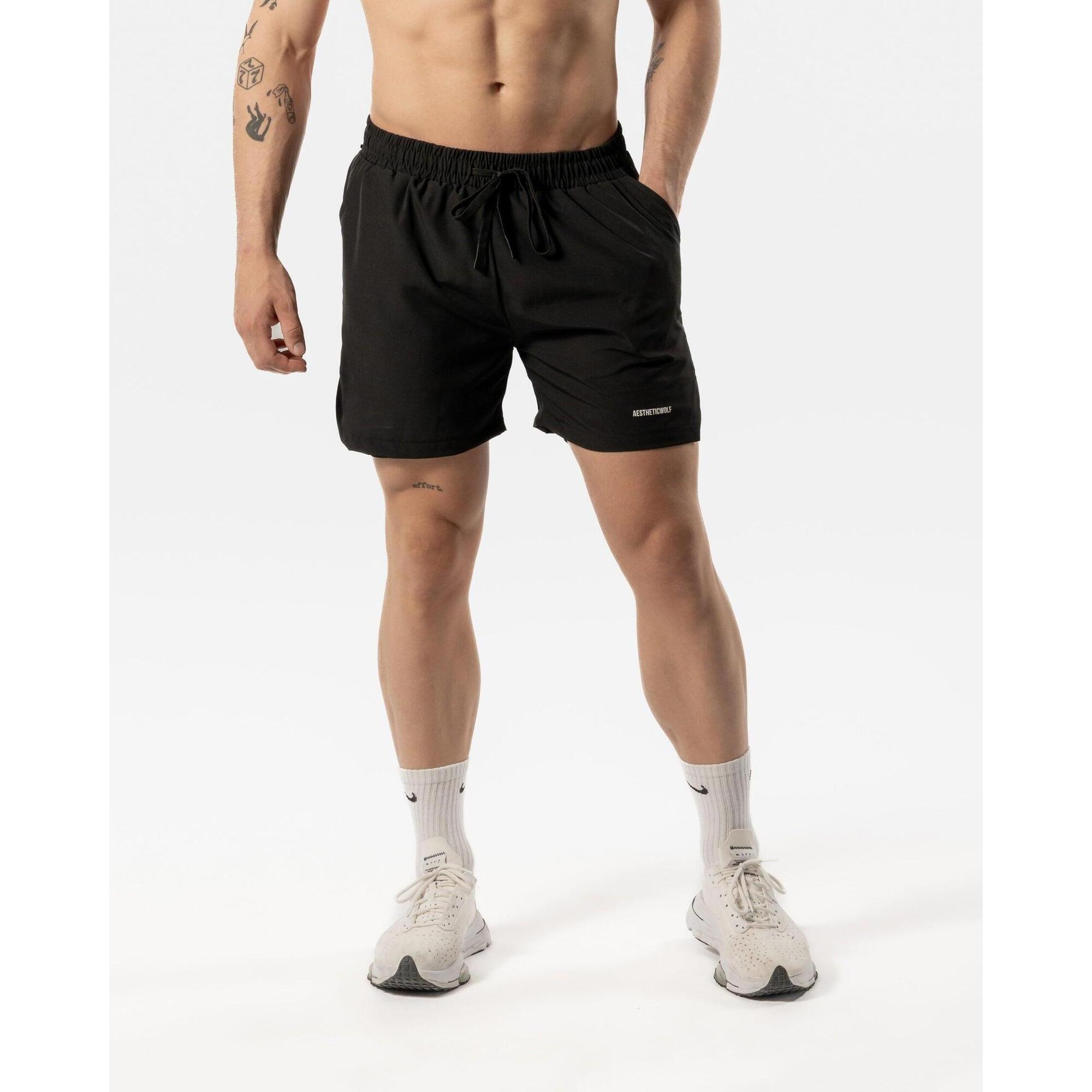 Aesthetic Wolf - Short 2 En 1 Pour Hommes - Fitness Cardio Ou Running - Noir - Short - Noir - 42 M/l - Decathlon