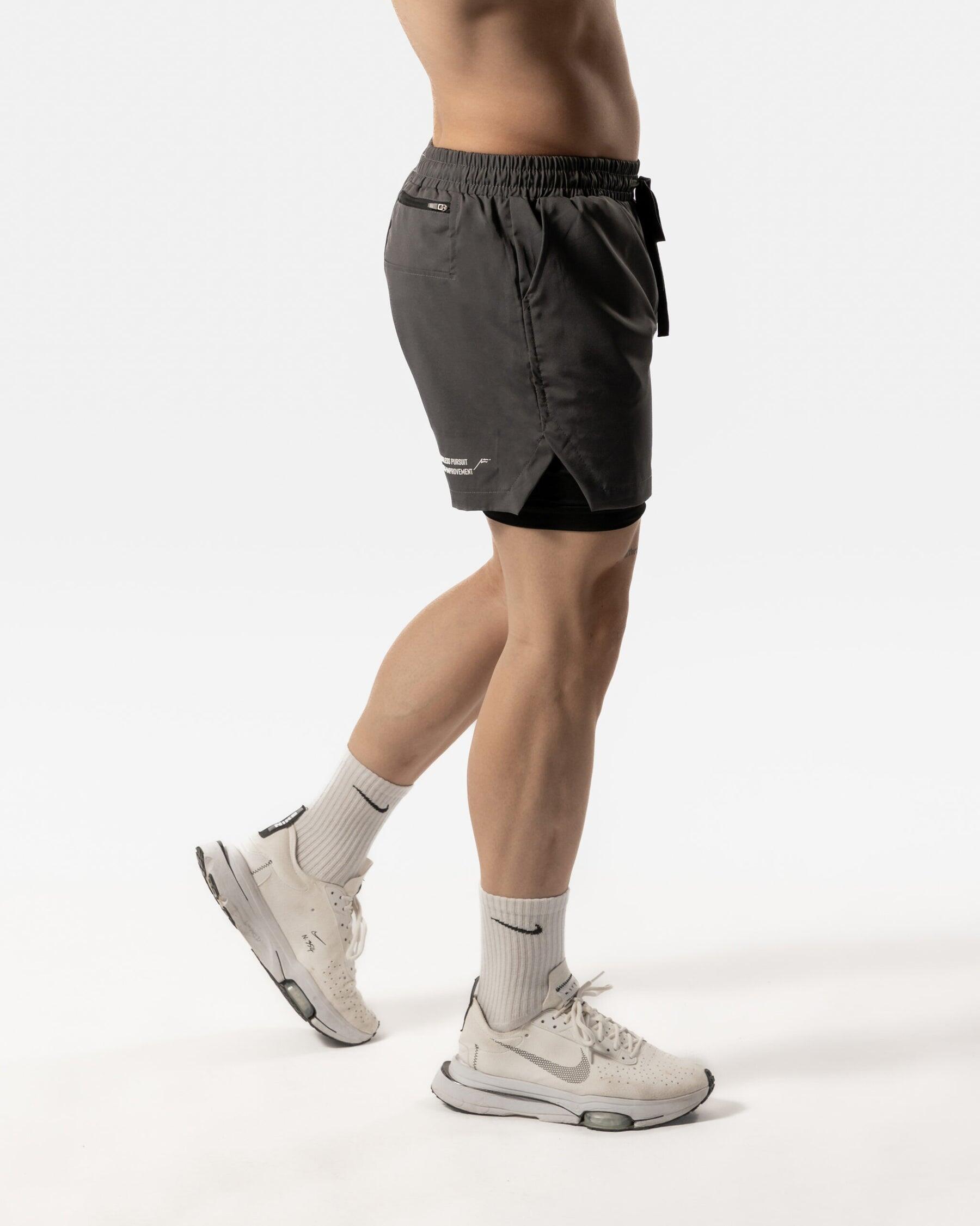 Short 2 en 1 pour hommes - Fitness Cardio ou Running - Gris carbone 4/6