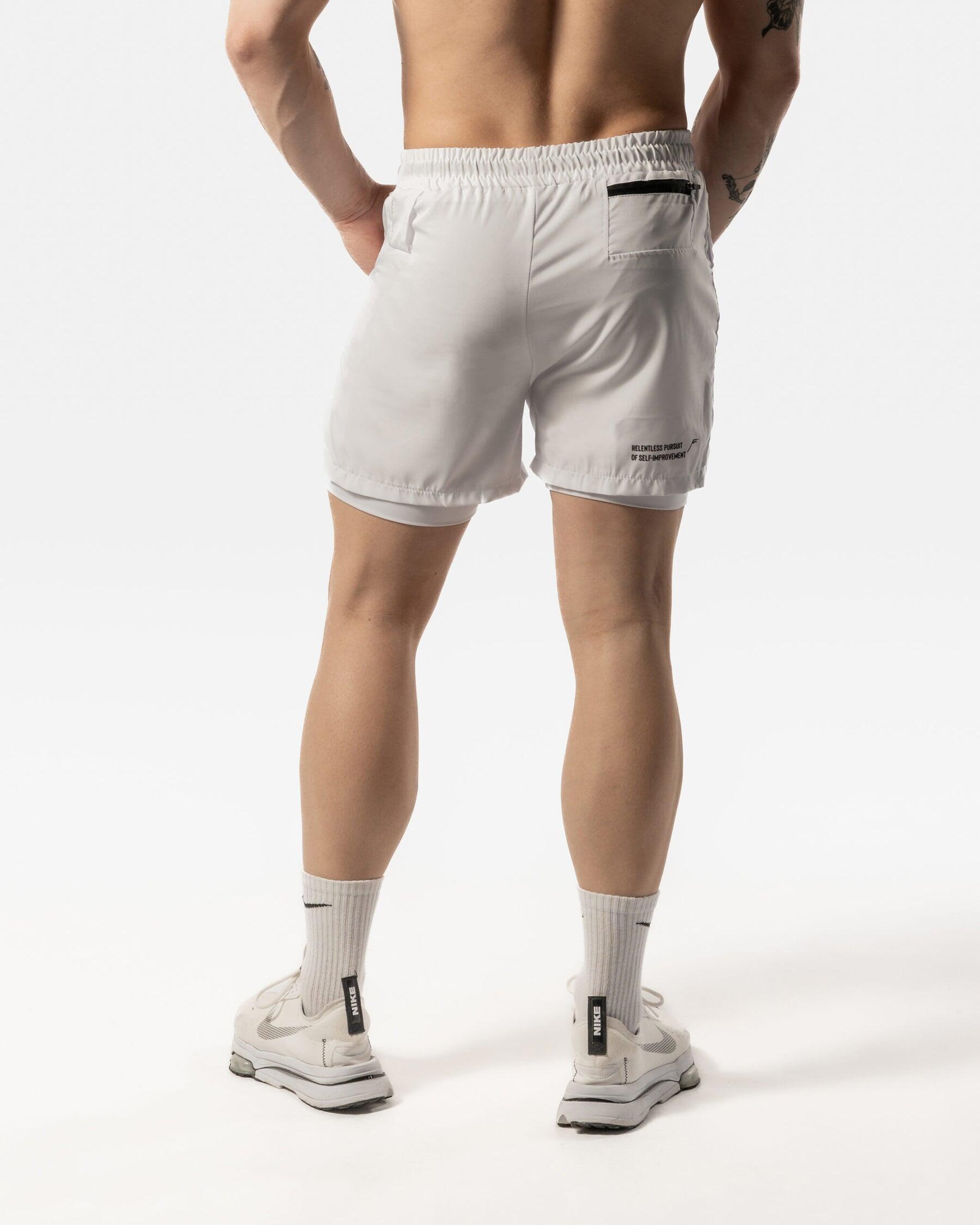 Short 2 en 1 pour hommes - Fitness Cardio ou Running - Blanc 4/6
