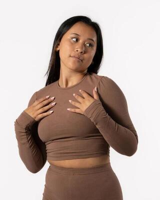 Camiseta de manga larga 'Body' - Fitness - Mujer - Marrón Moca