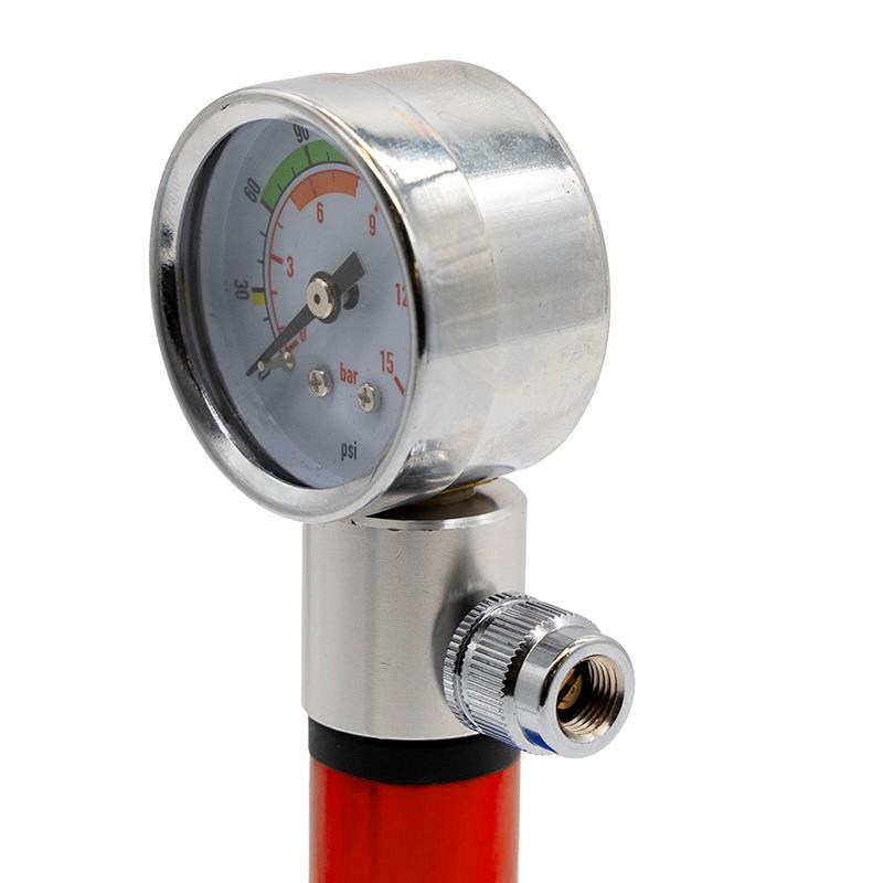 Inflador manual con manómetro EWAP-006 rojo 3/4