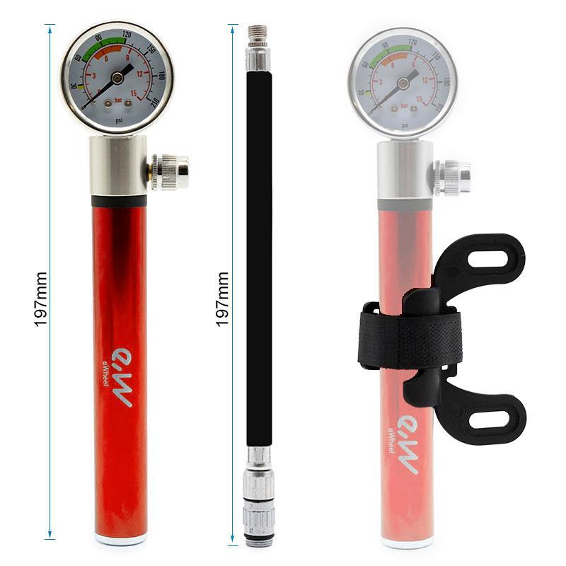 Inflador manual con manómetro EWAP-006 rojo 2/4