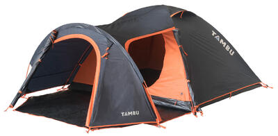 Kuppelzelt TAMBU Akasa 4 Personen Camping- und Festival-Zelt in Blau mit Vorbau