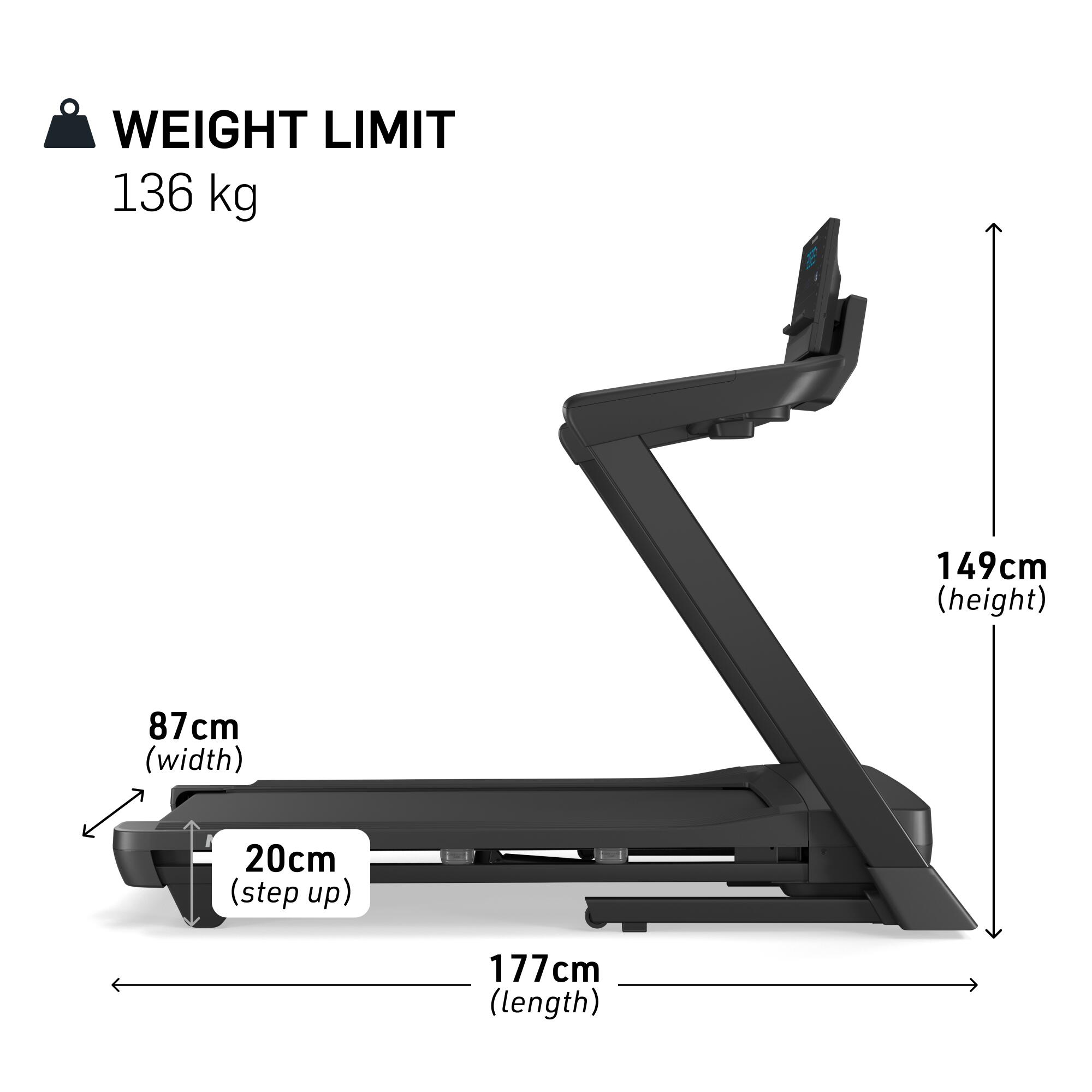 Tapis de course T Series 7 Pliable / Pente +10% / 16 km/h 6/8