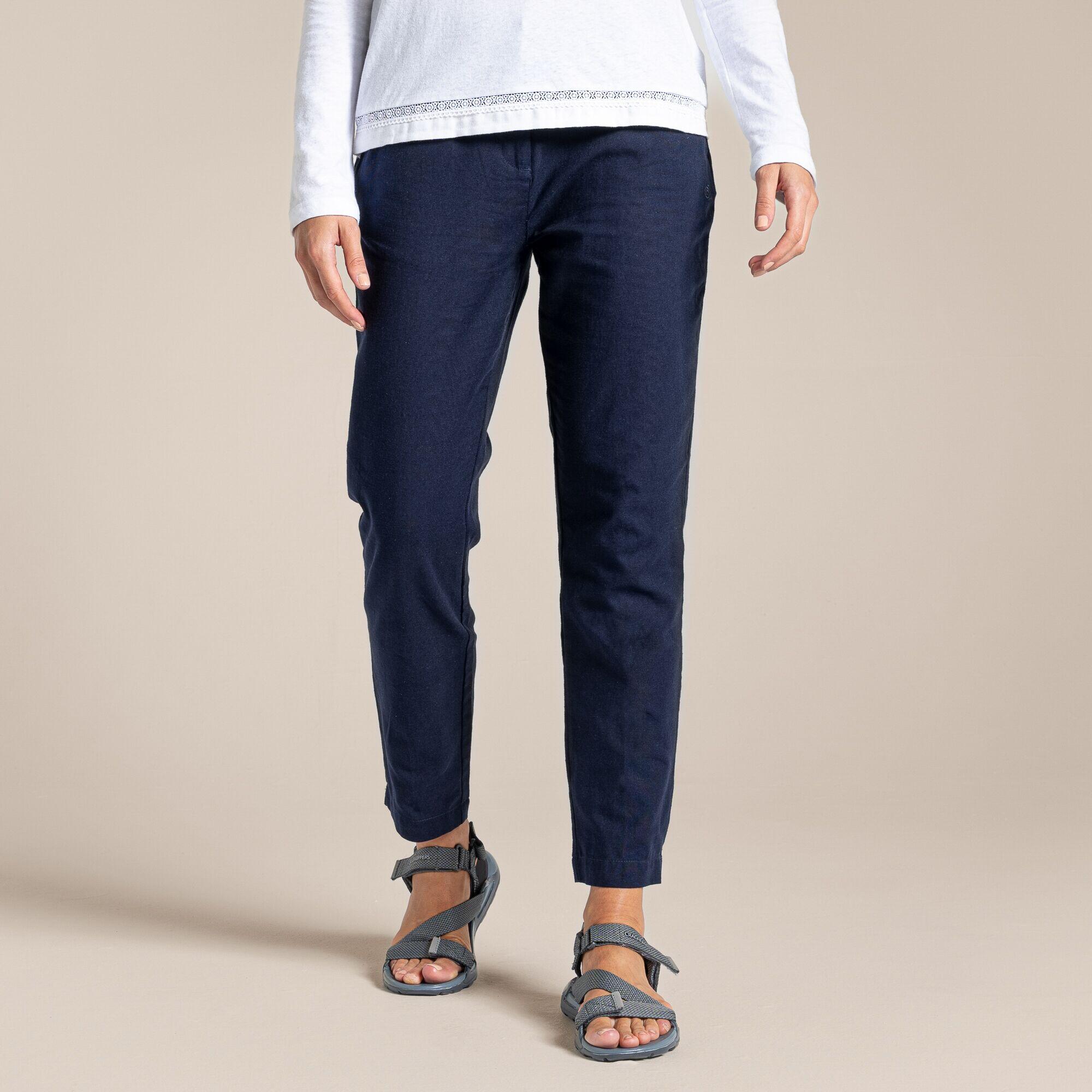 Craghoppers - Pantalon Orisia Femme - Twill Lin/coton, 5 Poches, Traitement Nosibotanical - Pantalons - Bleu - Decathlon