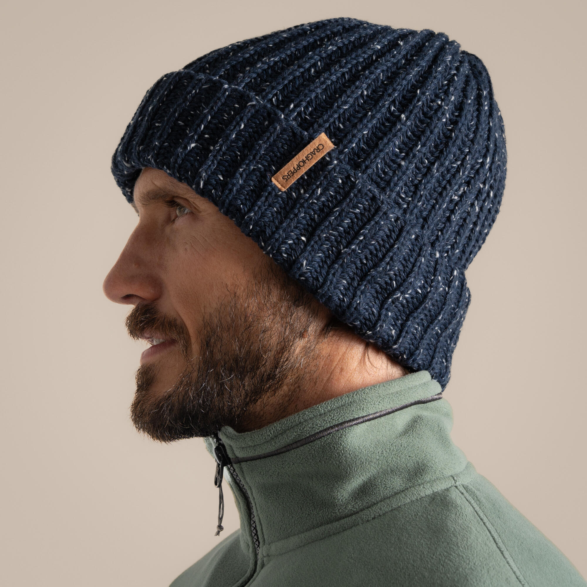 Bonnet Craghoppers Riber II Cuff homme, polyester, bleu marine, S/M 3/4