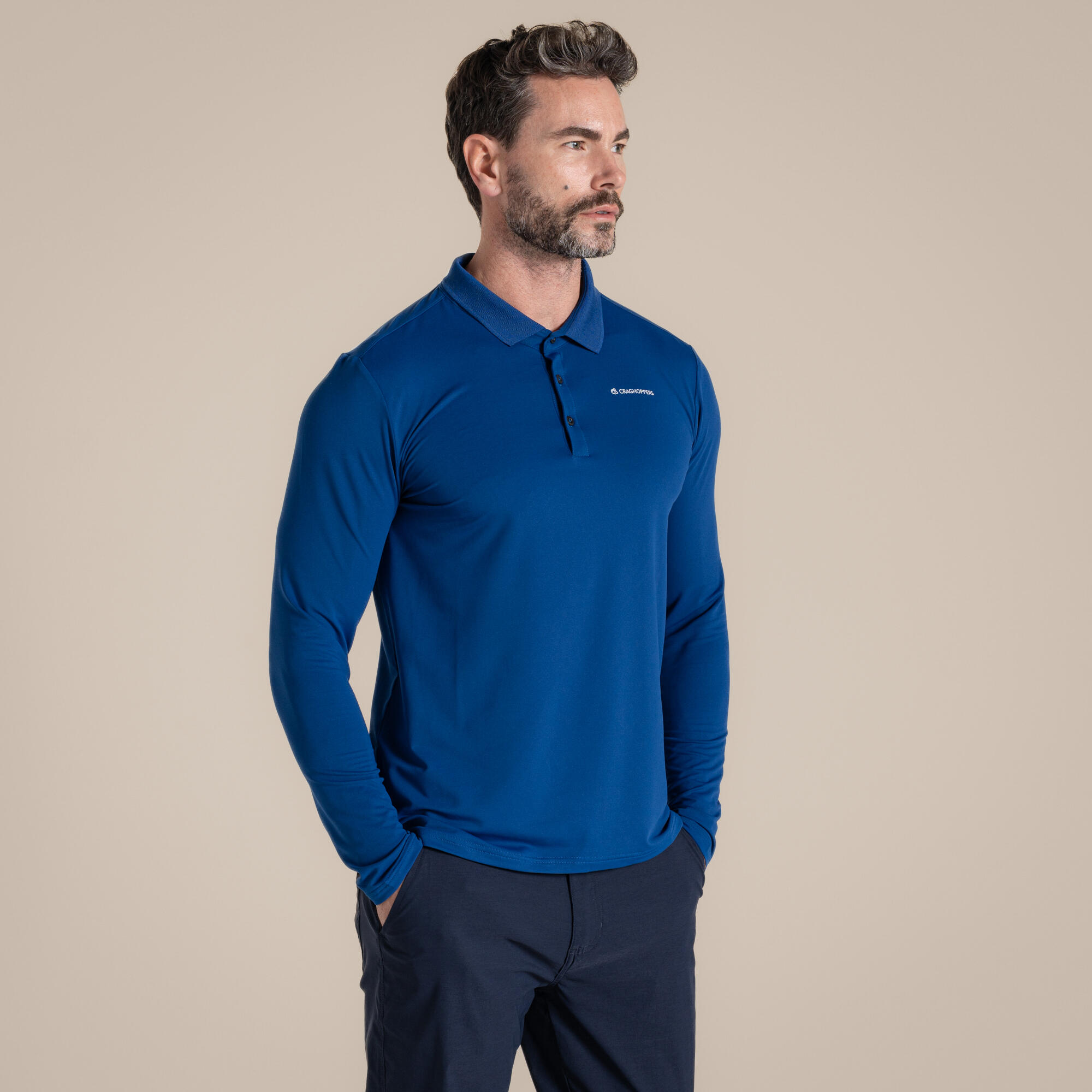 Craghoppers - Polo De Golf Nosilife Bramshaw Ls Pour Hommes - Polo Manches Longues - Bleu - Decathlon