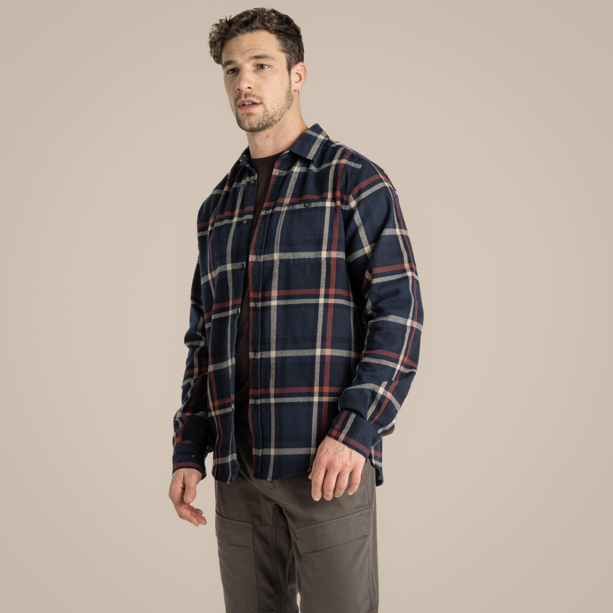 Chemise à carreaux pour homme, manches longues, coupe régulière 4/7