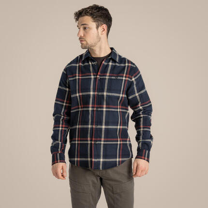 Chemise à carreaux pour homme, manches longues, coupe régulière