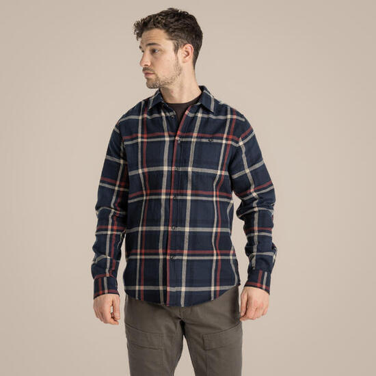 Chemise à carreaux pour homme, manches longues, coupe régulière