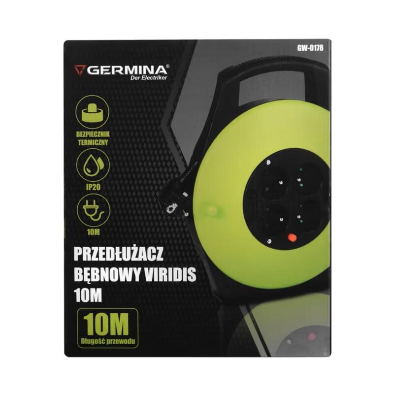 Przedłużacz bębnowy Germina Viridis 10M 2/6