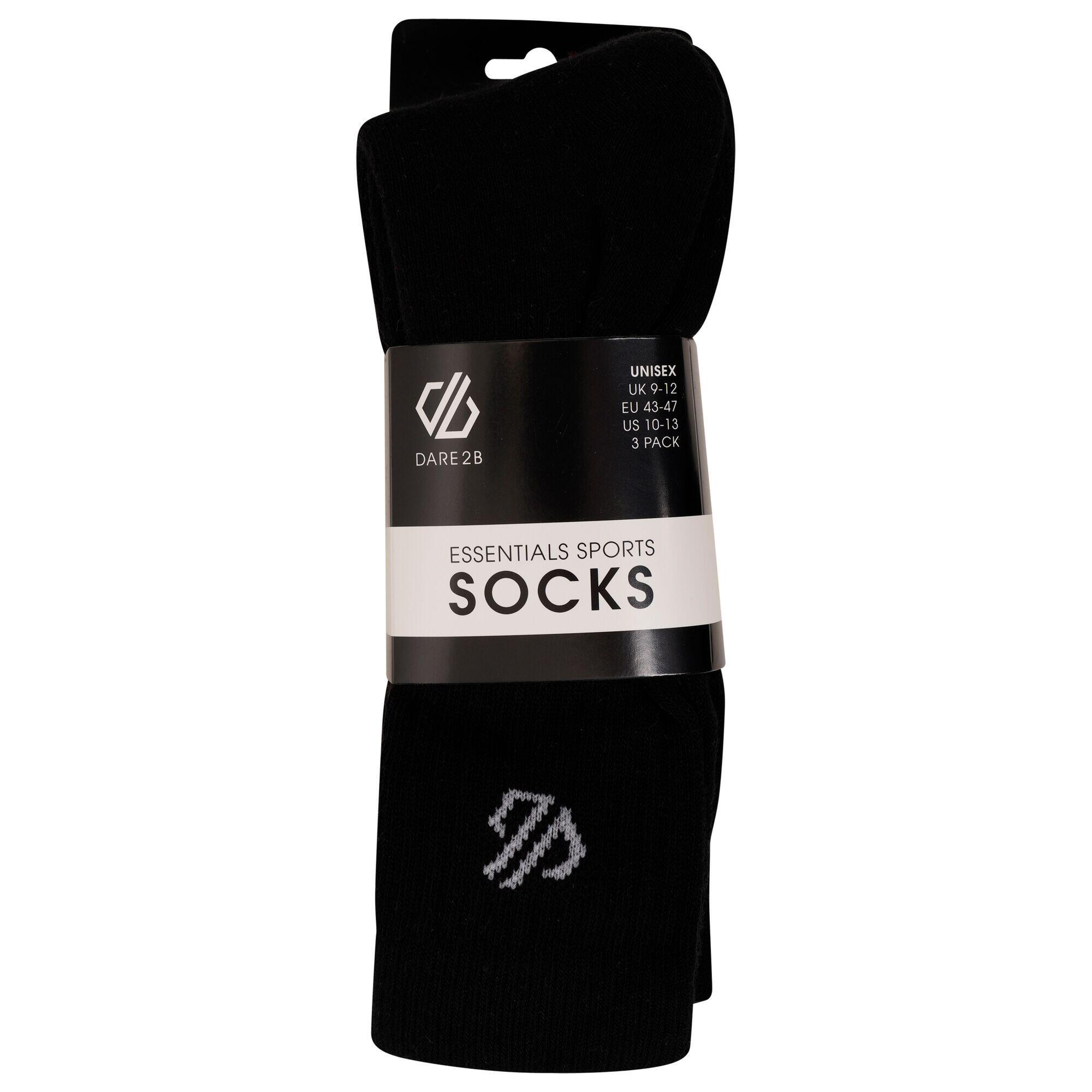 Unisex Adult Essentials Sports Ankle Socks (Pack of 3) (Black) 3/5
