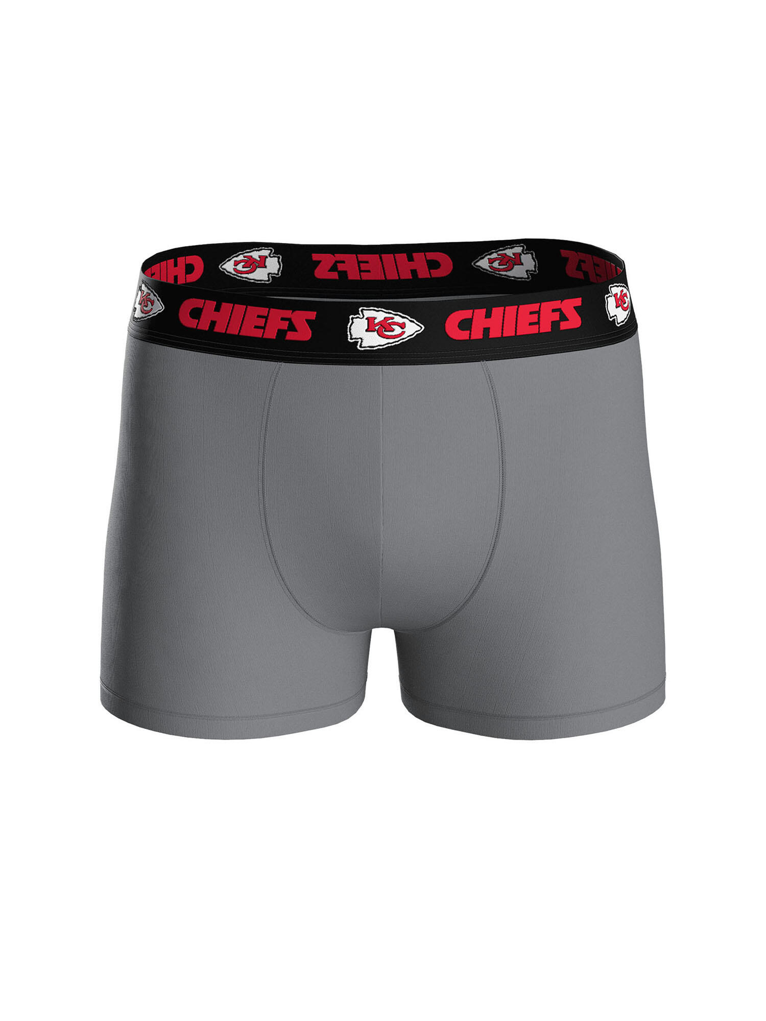 NFL Kansas City Chiefs 3-Pack 95% Cotton Boxers |  Black/Grey/Red Size M 6/7