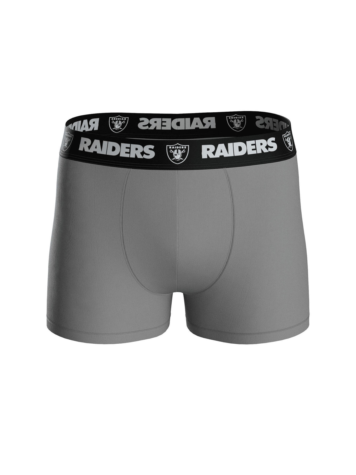 NFL Las Vegas Raiders 3-Pack 95% Cotton Boxers | Black/White/Grey Size XL 6/7