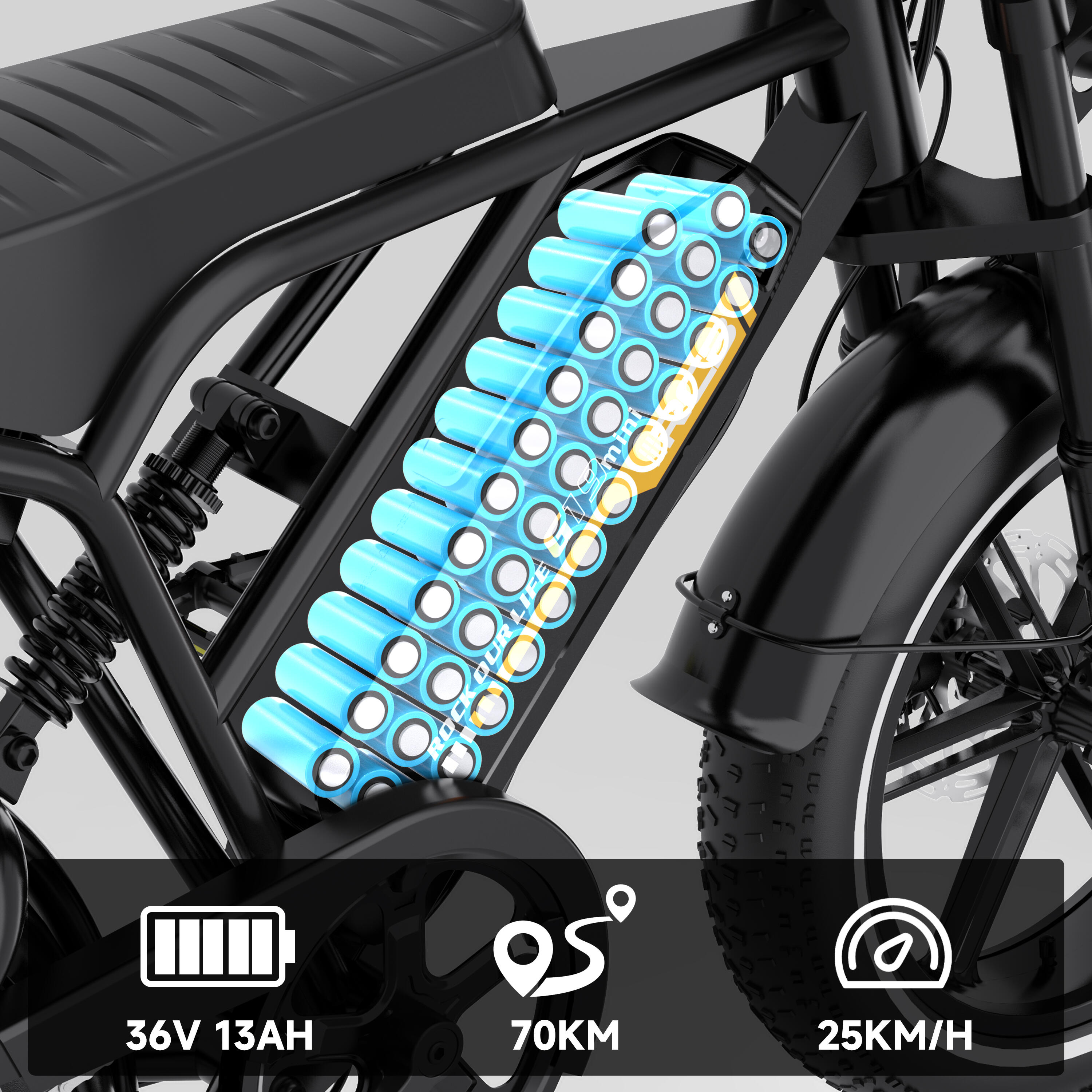 Bici Elettrica G19MINI NFC APP Batteria 13Ah 40-70km Autonomia 3/7