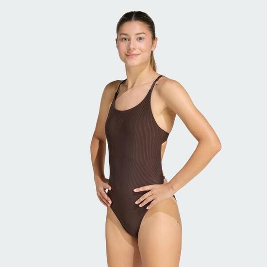 MAILLOT DE BAIN TOUCHER PEAU DE PÊCHE BRETELLES 2 SENS COL MONTANT 3 BANDES